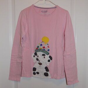 Vtg MINI BODEN Pink L/S Tshirt sz 11-12 Dalmation Dog Toboggan Hat